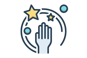 Reach hand star color icon, a Duotone Icon by Creative priyanka
