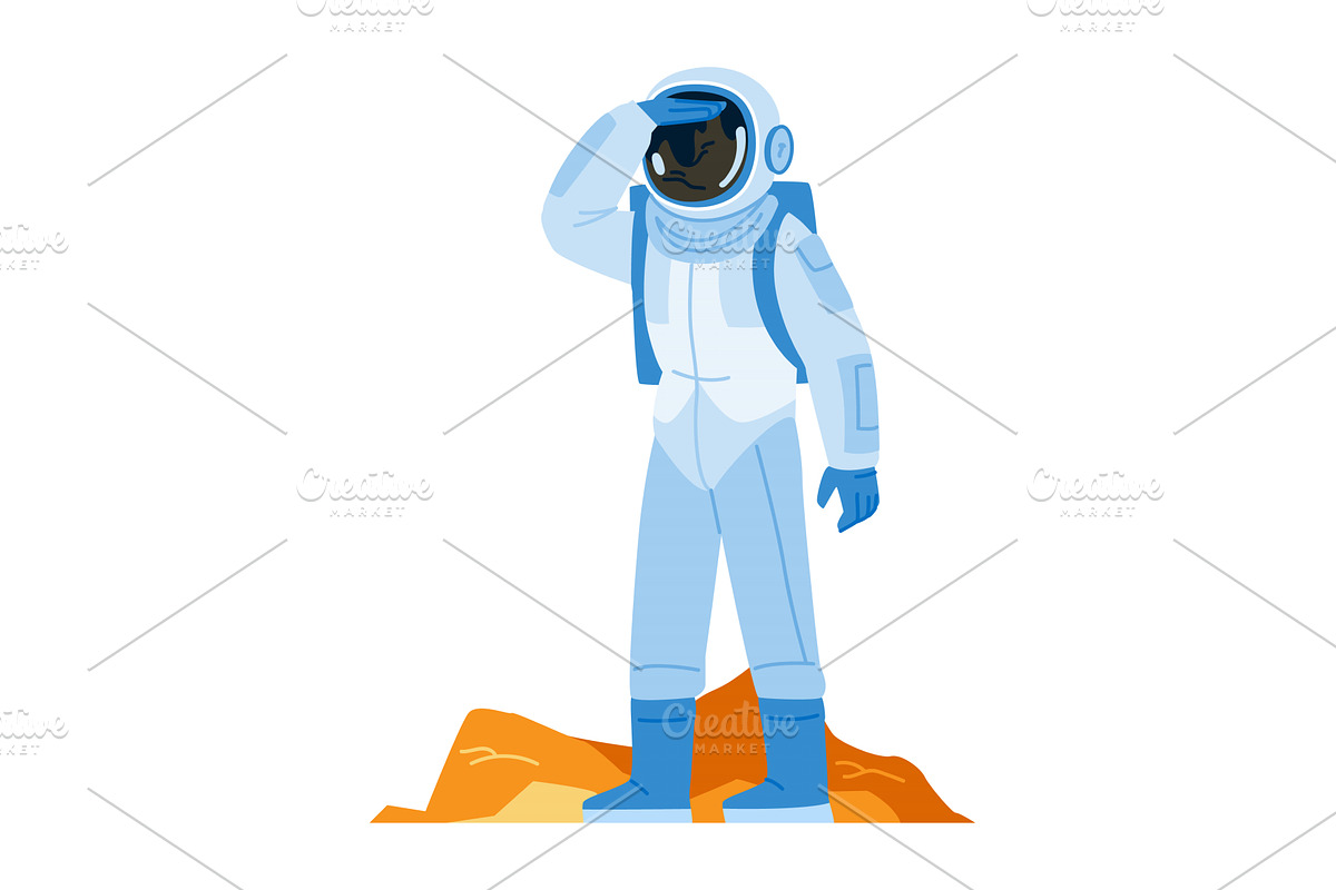 Astronaut exploring new planet, a Technology Illustration by pikepicture