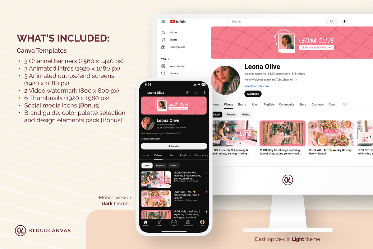 YouTube Branding Kit - Kawaii Pink, a Social Media Template by KloudCanvas (Photo 2 of 8)