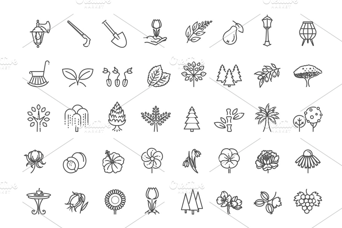 Gardening Line Icons Collection, an Outline Icon by Tettygreen (Photo 2 of 2)