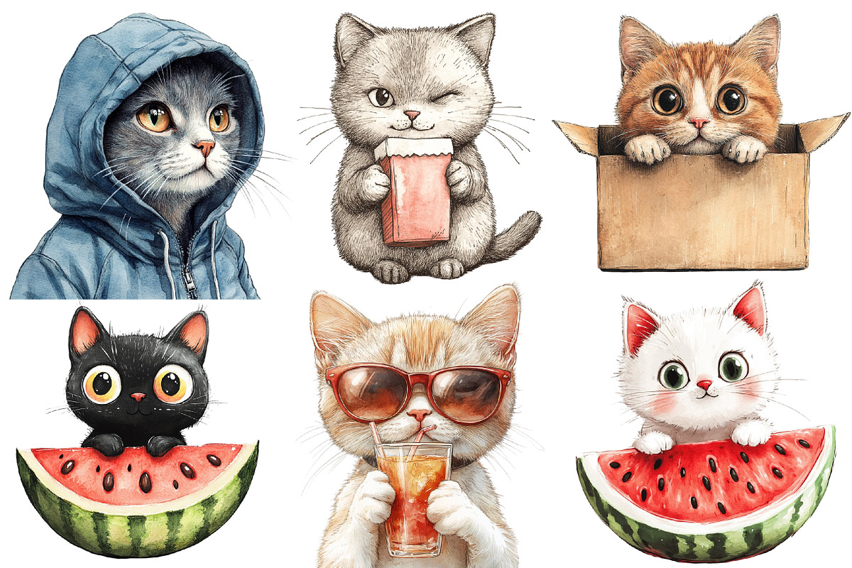 Funny Meme Cats Sublimation Clipart, an Illustration by Designworld (Photo 4 of 6)