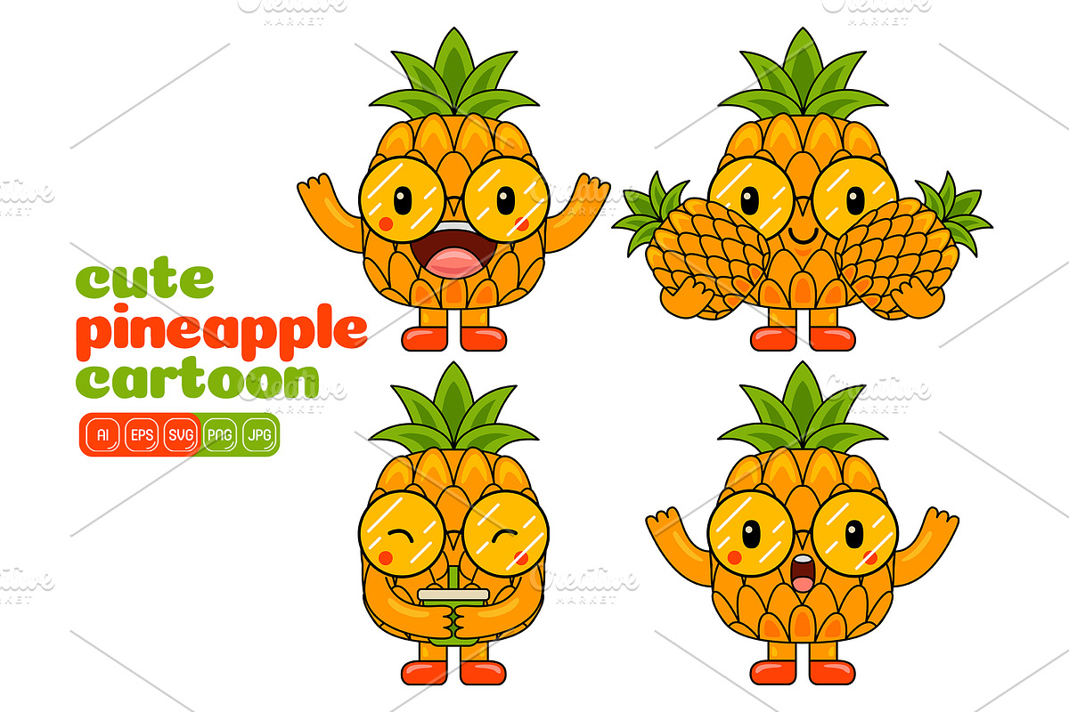 Pineapple Mascot Vector Pack, an Illustration by MEDZ (Photo 5 of 5)