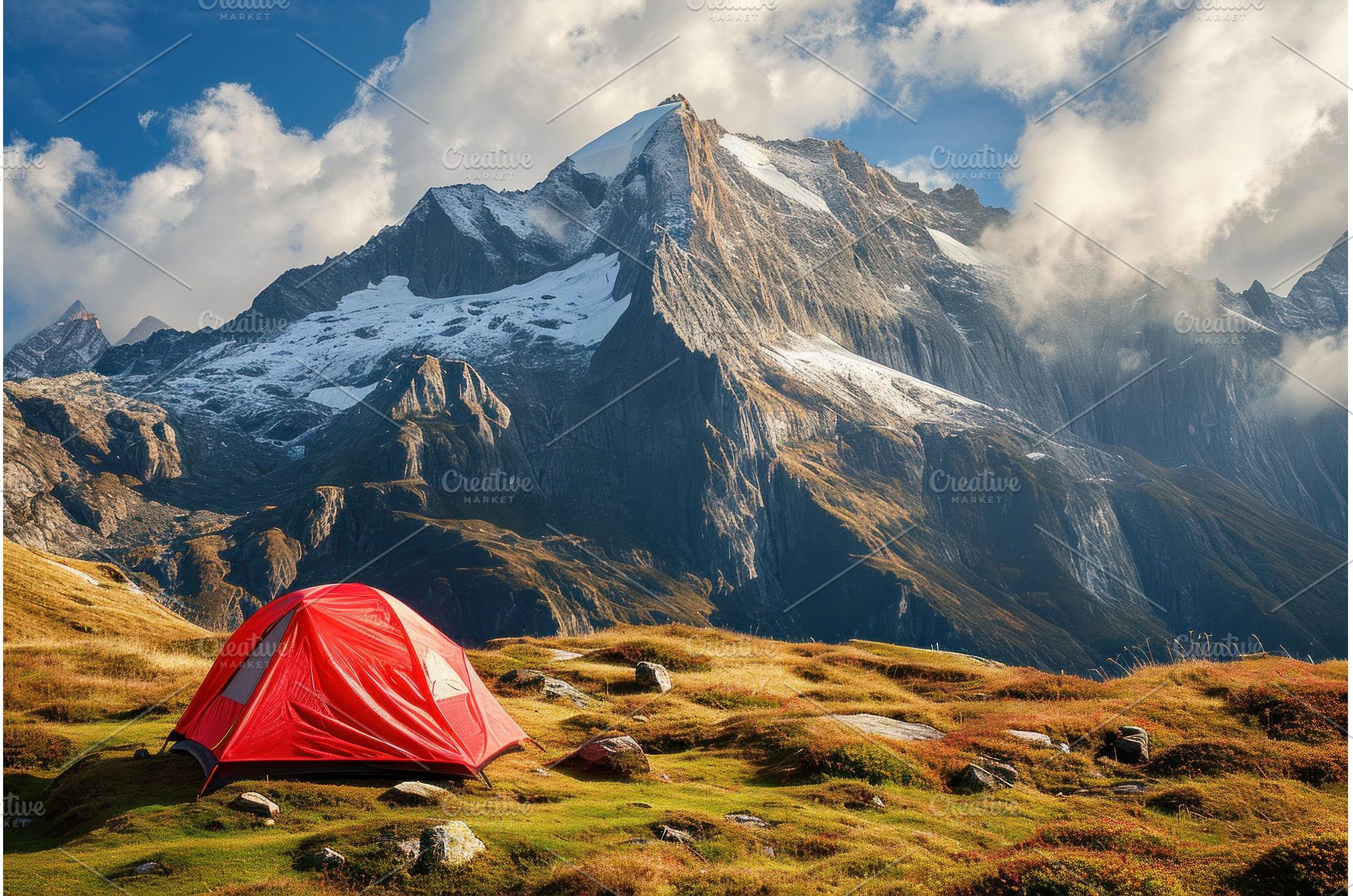 Alpine camping adventure under, a Nature Photo by Ylivdesign