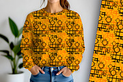 Orange and Black Stick People, a Pattern Graphic by Sharon Schwalbe (Thumbnail 2 of 5)