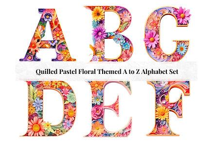 Pastel Floral Alphabet Letters, a Decorative Illustration by Creative Art By SamM