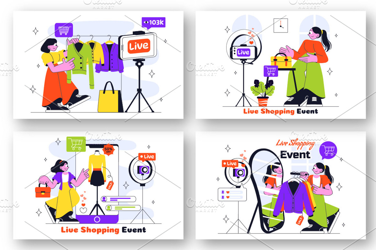 10 Influencer Live Shopping Vector, a Person Illustration by denayunebgt (Photo 2 of 4)