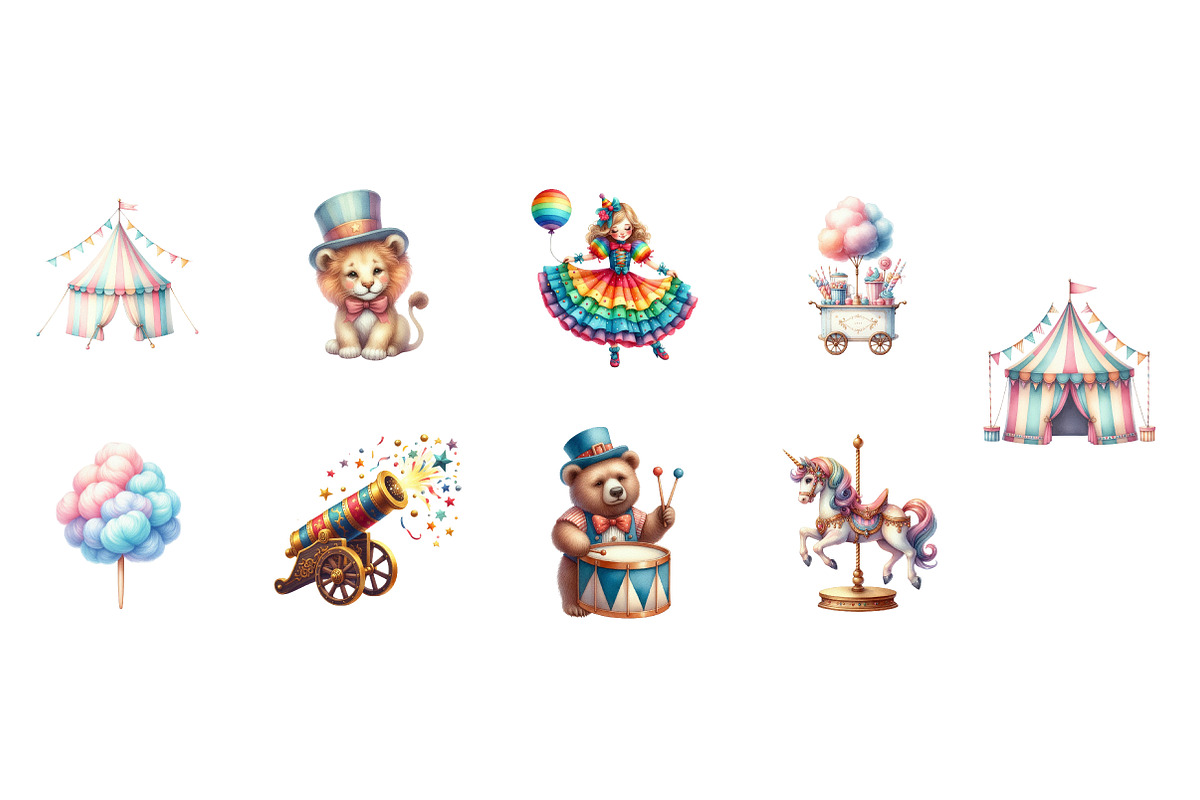 Pastel Circus Clipart, an Illustration by Designworld (Photo 3 of 5)