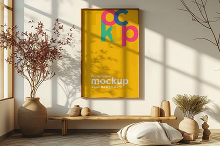 Poster Frame Mockup with Vases and, an Advertising Mockup by shahsoft