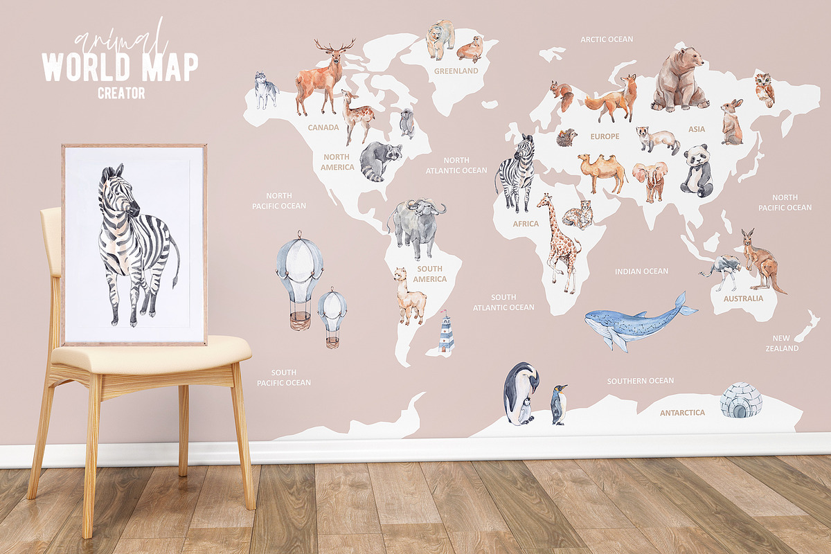 Animal World Map Creator 2, an Animal Illustration by VerAna (Photo 6 of 11)