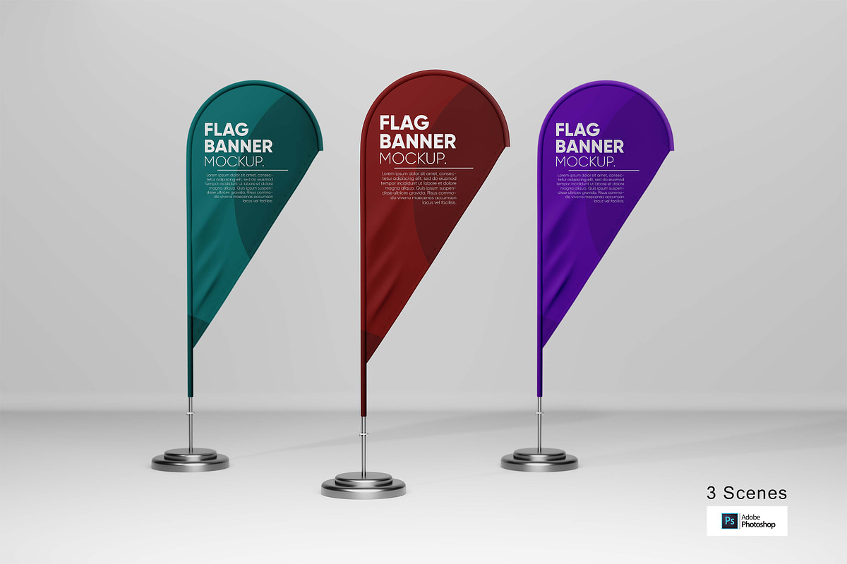 Flag Banner Mockups, an Advertising Mockup by Alhaytar (Photo 1 of 3)