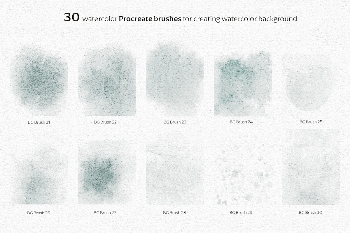 Procreate Watercolor Brushes for BG, a Brush Add-On by Jenteva Art