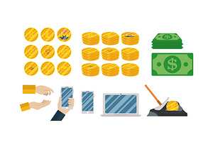Cryptocurrency Illustration Set, a Templates & Theme by studiogstock