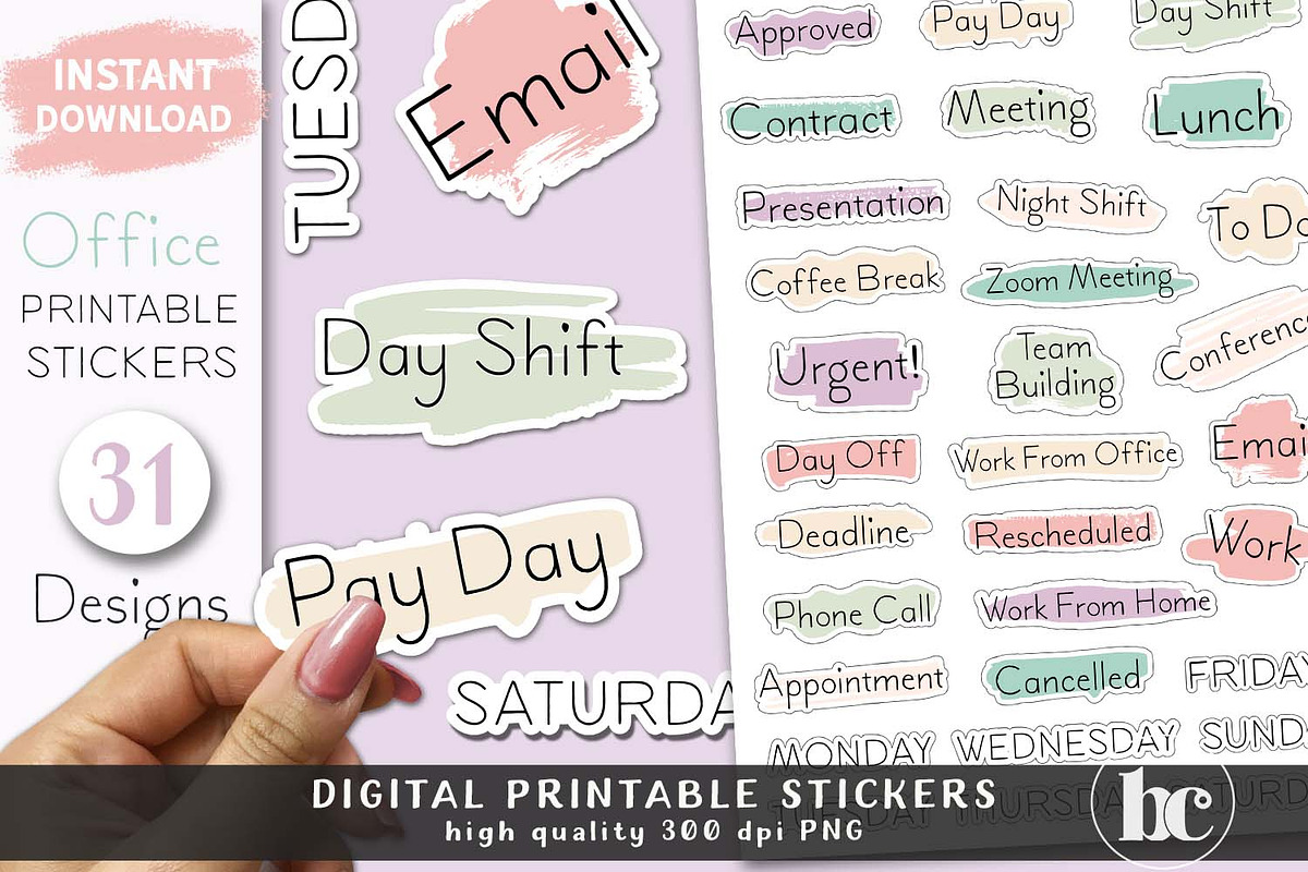 Office Work Stickers Pack PNG, a Work Illustration by TheBlackCatPrints (Photo 2 of 2)