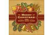 Merry Christmas Retro Card, a Decorative Illustration by Retro Graphics (Thumbnail 2 of 2)