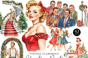 Vintage Glamorous Christmas Party, a Seasonal Illustration by Design Scotch