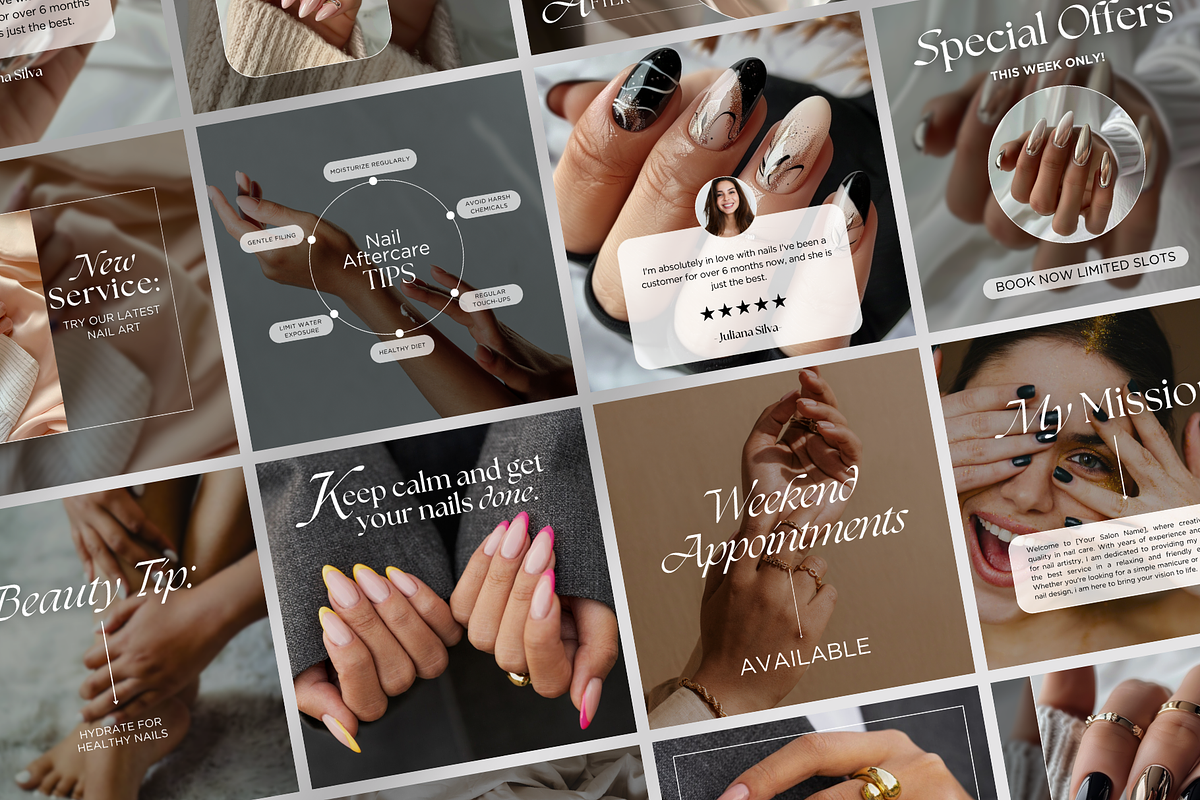 Nail Tech Instagram Templates Canva, a Social Media Template by DesignsbyMariaStudio (Photo 3 of 9)