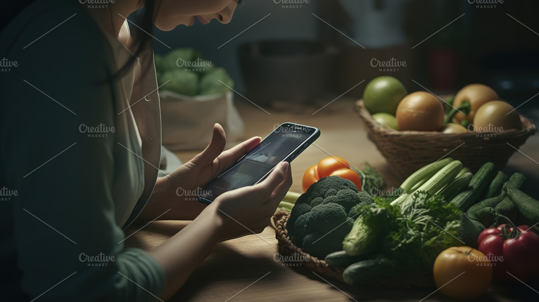 Woman making order of fresh grocery, a Food & Drink Photo by Virgo Studio