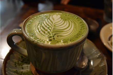 Beautiful Matcha Latte with Leaf Art, a Food & Drink Photo by Lermont51