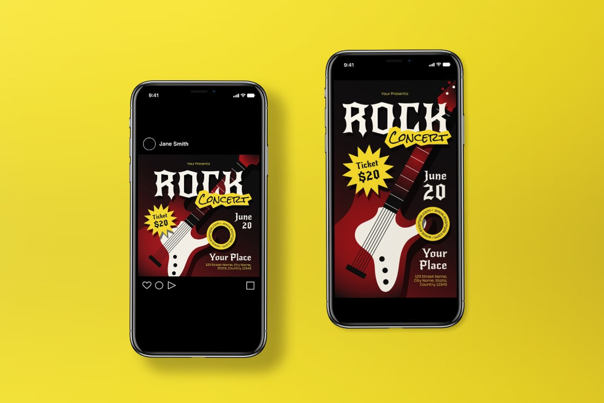 Red Gradient Rock Concert Flyer Set, a Flyer Template by graphicook (Photo 6 of 6)
