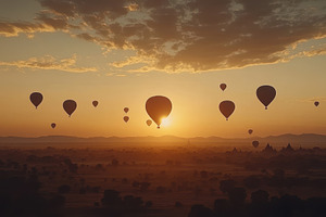 Stunn of hot air balloons soaring ov, a Photo by Iftikhar Alam