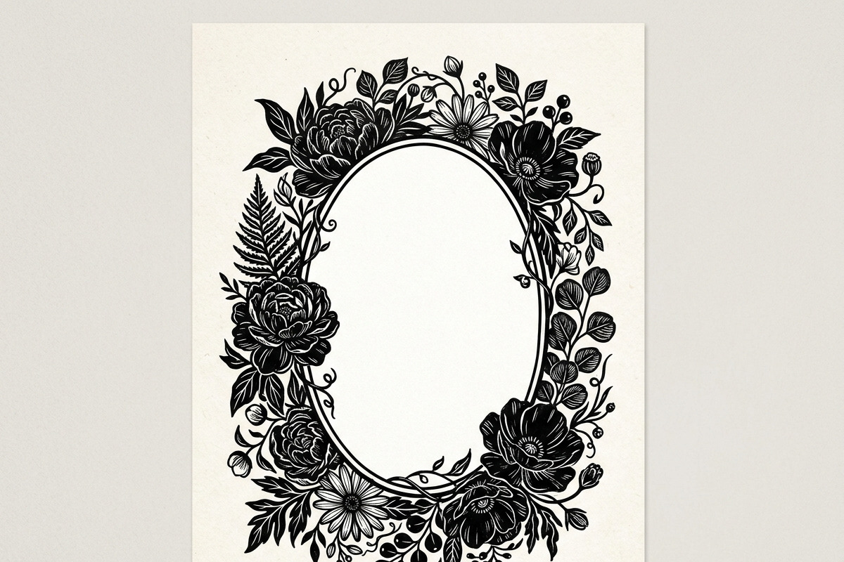 50 Elegant Floral Oval Mirror Frame, a Decorative Illustration by Amazin_art (Photo 24 of 40)
