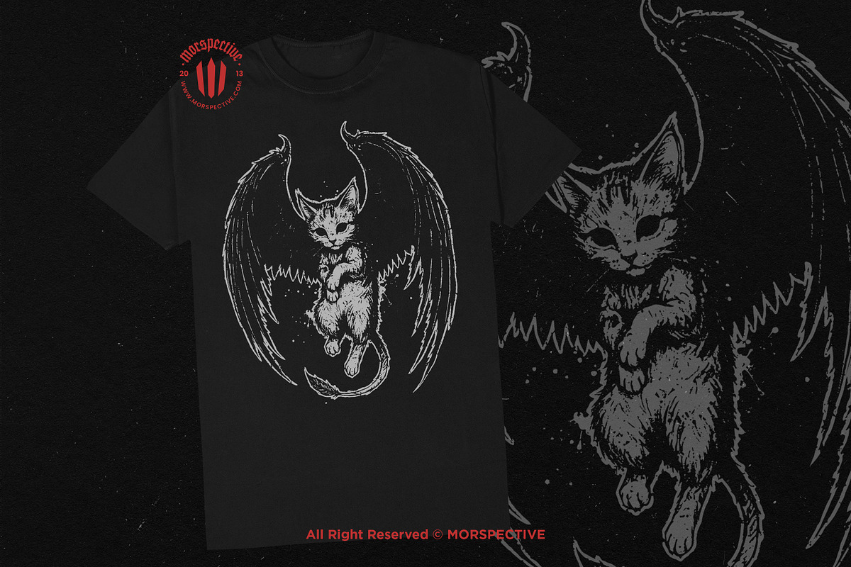 10 Bundle Dark Art Cat Wing Kitten, an Illustration by Morspective (Photo 2 of 7)