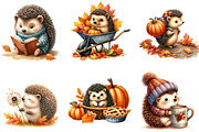Autumn Hedgehogs Clipart, an Illustration by DreamArtGraphic (Thumbnail 4 of 4)