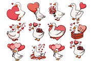 Watercolor Valentine Goose Clipart, an Illustration by DreamArtGraphic (Thumbnail 3 of 4)