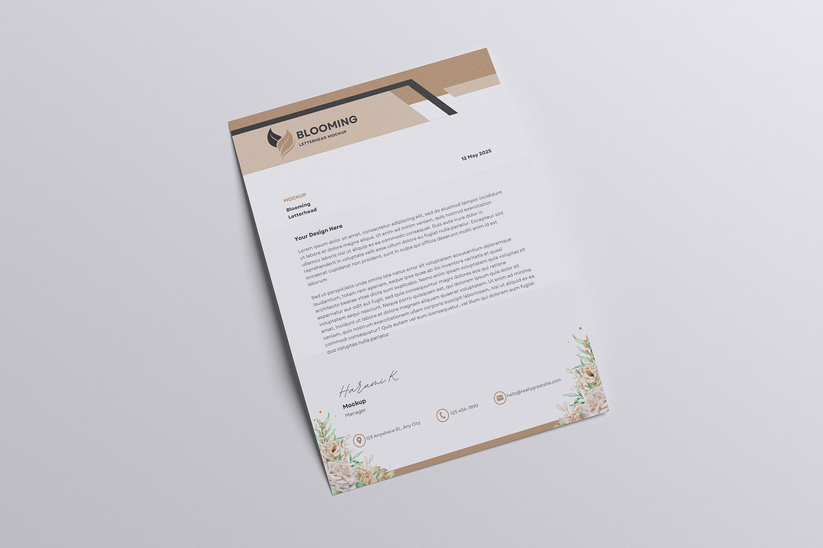 Blooming Letterhead Mockup, an Advertising Mockup by xavier_studio (Photo 5 of 5)