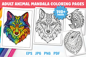 140 Adults Animal Mandala Book, an Animal Illustration by Ink Gallery