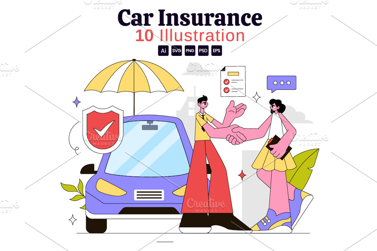 10 Car Insurance Illustration, a Transportation Illustration by denayunebgt (Photo 1 of 4)