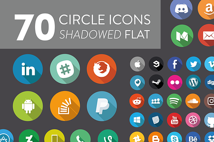70 Flat Shadowed Social Media Icons, a Social Media Template by RobertvanHaaren