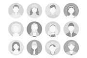 Grayscale avatar profile icons, a Person Illustration by Yayasya (Thumbnail 2 of 3)