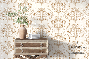 Beige Floral Wallpaper