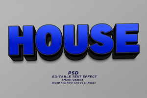 House PSD 3D Editable Text Effect