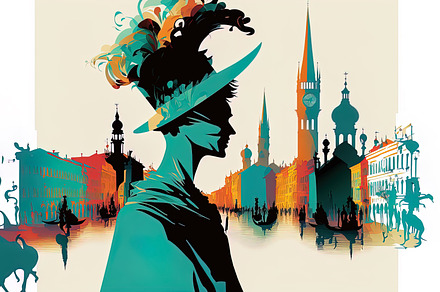 Festive Scene of Venice Carnival