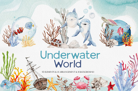 Watercolor Clipart -Underwater WORLD, an Animal Illustration by Beigetime