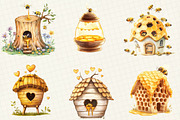 Watercolor Bee Home Clipart, an Illustration by OK Design (Thumbnail 5 of 5)