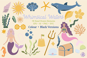 Summer Cute Mermaid Handrawn Clipart