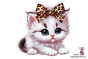 Kitten with Leopard Bow PNG Bundle, a Graphic by Clipart Bloom (Thumbnail 8 of 11)
