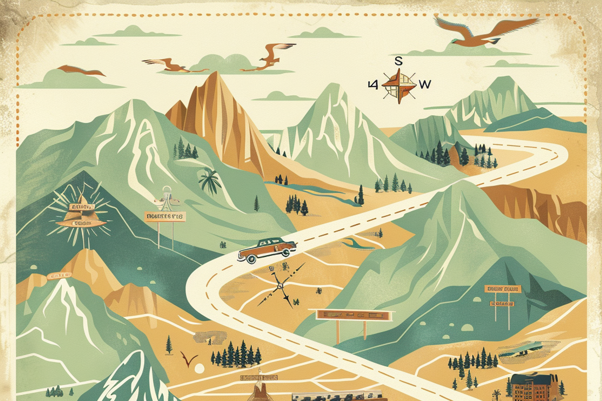 Retro Road Trip Map, a Background Graphic by Printable Treasure (Photo 6 of 9)