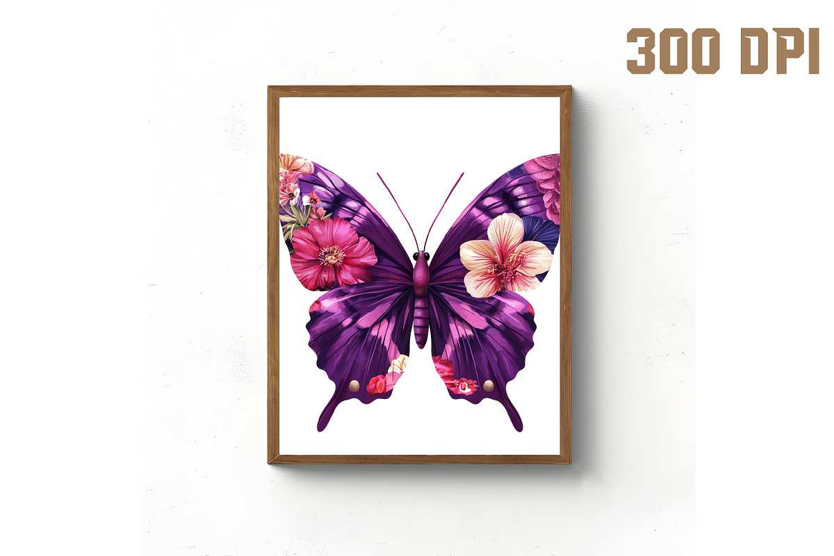 Purple Watercolor Flower Butterfly P, an Illustration by Libby Wishes (Photo 2 of 6)