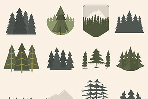 Vector Fir Trees Set