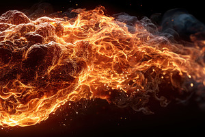 Fiery meteor engulfed in intense flames with glowing embers and, an Abstract Photo by José Manuel Gelpi
