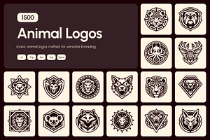 1500 Animal Logos, a Solid Icon by Creative Stall