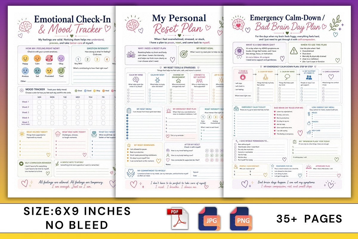 2027 ADHD Self-Care & Reflection Pla, a Stationery Template by Designmela01 (Photo 4 of 6)
