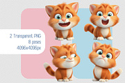 Set of 3d Cartoon Orange Kittens PNG, an Animal Illustration by Ocean Digital Art (Thumbnail 1 of 2)