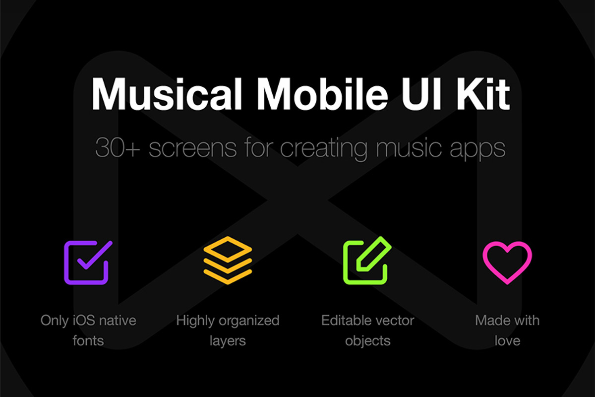 Musical Mobile UI Kit, an UI Kit Template by Just UI (Photo 2 of 5)