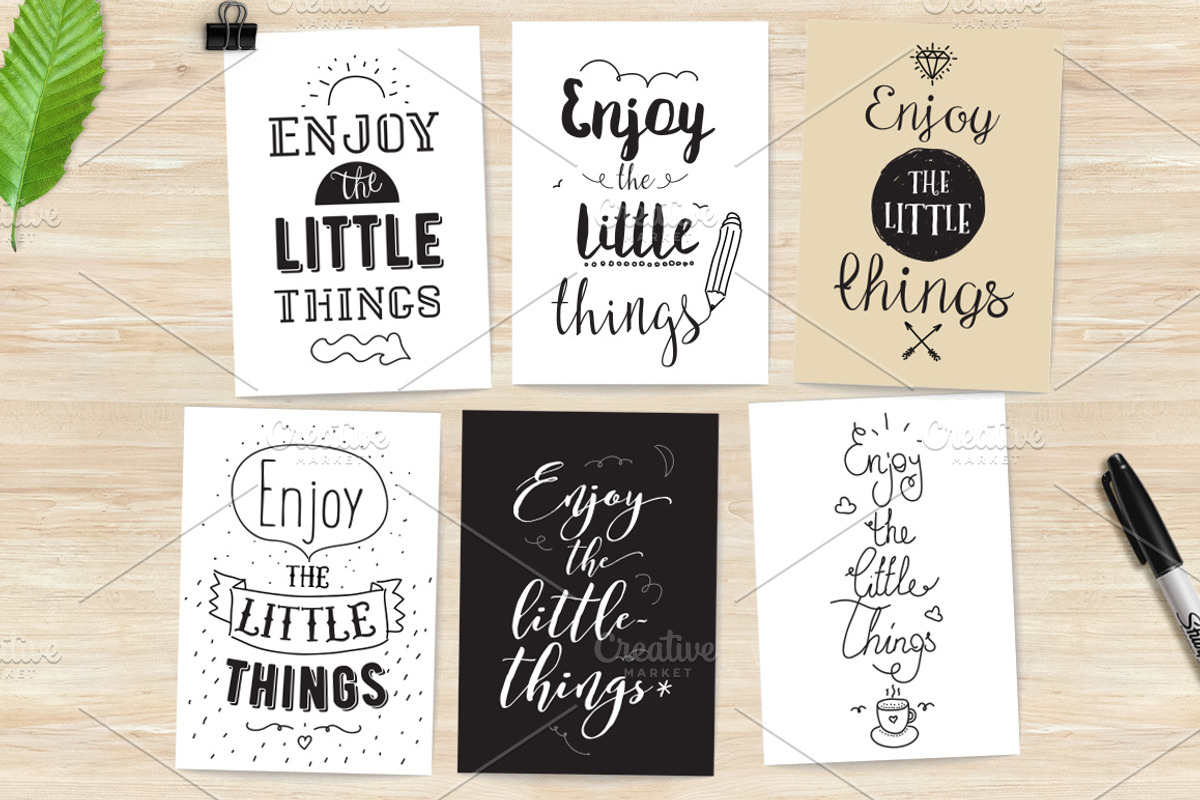 Inspirational quotes, 6 cards set., a Decorative Illustration by pa3x