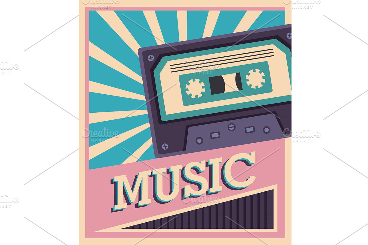 music cassette retro style, an Object Illustration by studiogstock